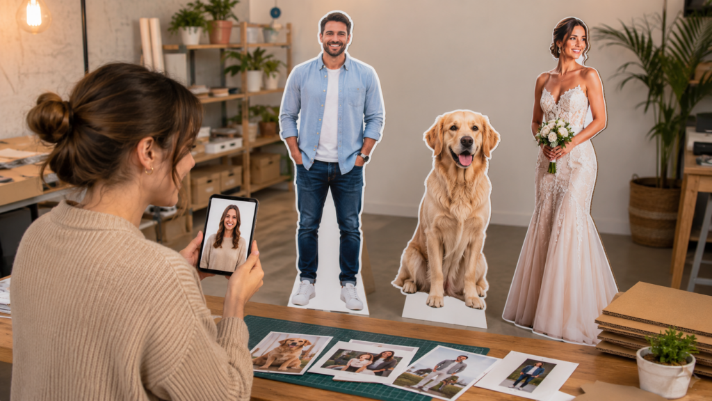 Custom cardboard cutouts created from personal photos